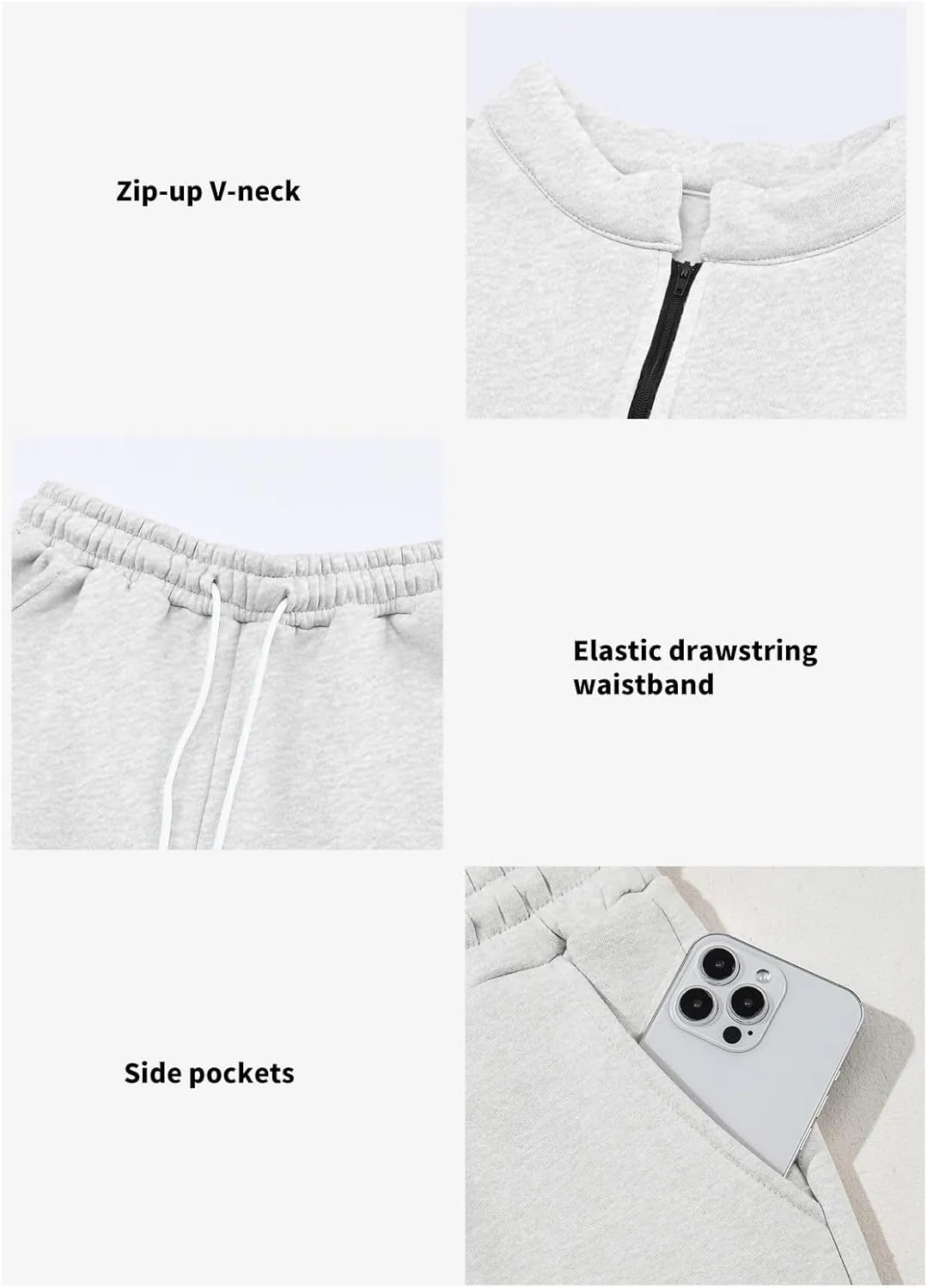 Aleumdr Women 2 Piece Outfits Sweatsuit Oversized Half Zip Pullover Long Sleeve Sweatshirt Jogger Pants Set with Pockets