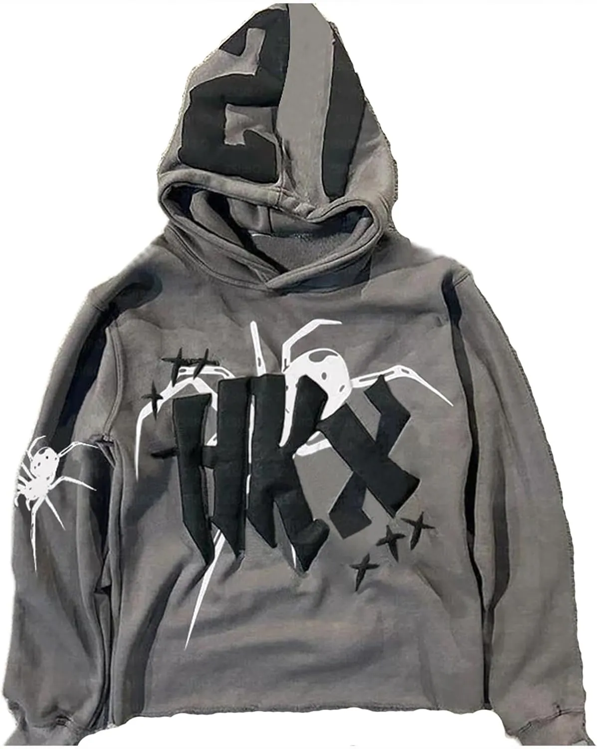 Amiblvowa Y2K Hoodie Men Women Spider Letter Graphic Hoodies Vintage Aesthetic Grunge Sweatshirt Pullover Harajuku Jacket