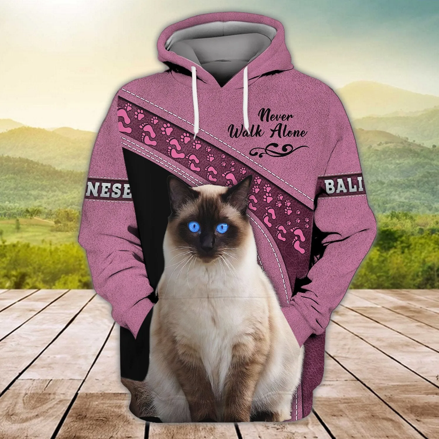 Balinese Cat Never Walk Alone 3D Full Print Christmas Sweatshirt