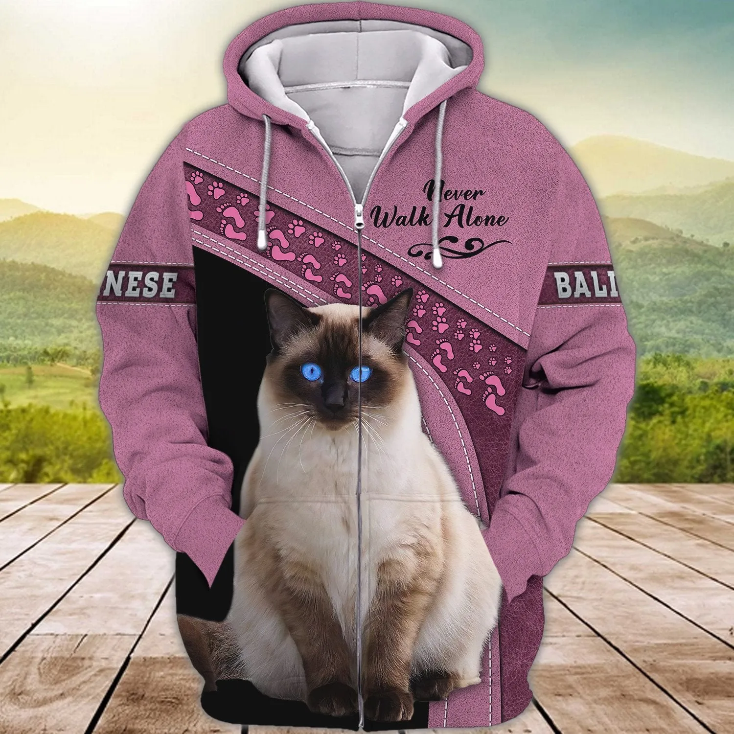 Balinese Cat Never Walk Alone 3D Full Print Christmas Sweatshirt