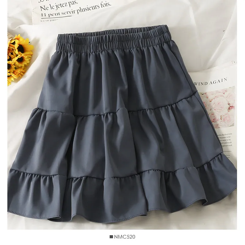 Cake skirt solid color drop feeling versatile slim A-line skirt  2562