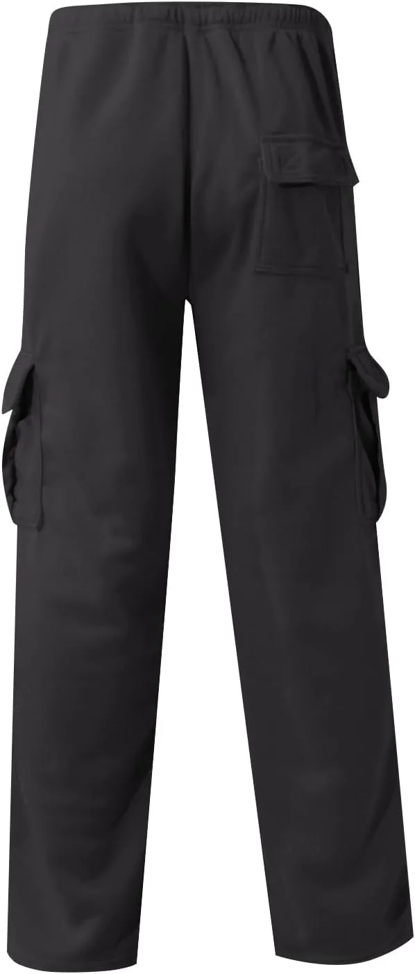 Cargo Sweatpants for Men Multi Pockets Cotton Straight Leg Sweatpants Outdoor Baggy Drawstring Joggers Hiking Pants