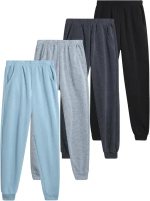 Coney Island Boys Sweatpants - 4 Pack Athletic Sweat Pants with Pocket Soft Boys Joggers Kids Sweatpants (Sizes 5-16)