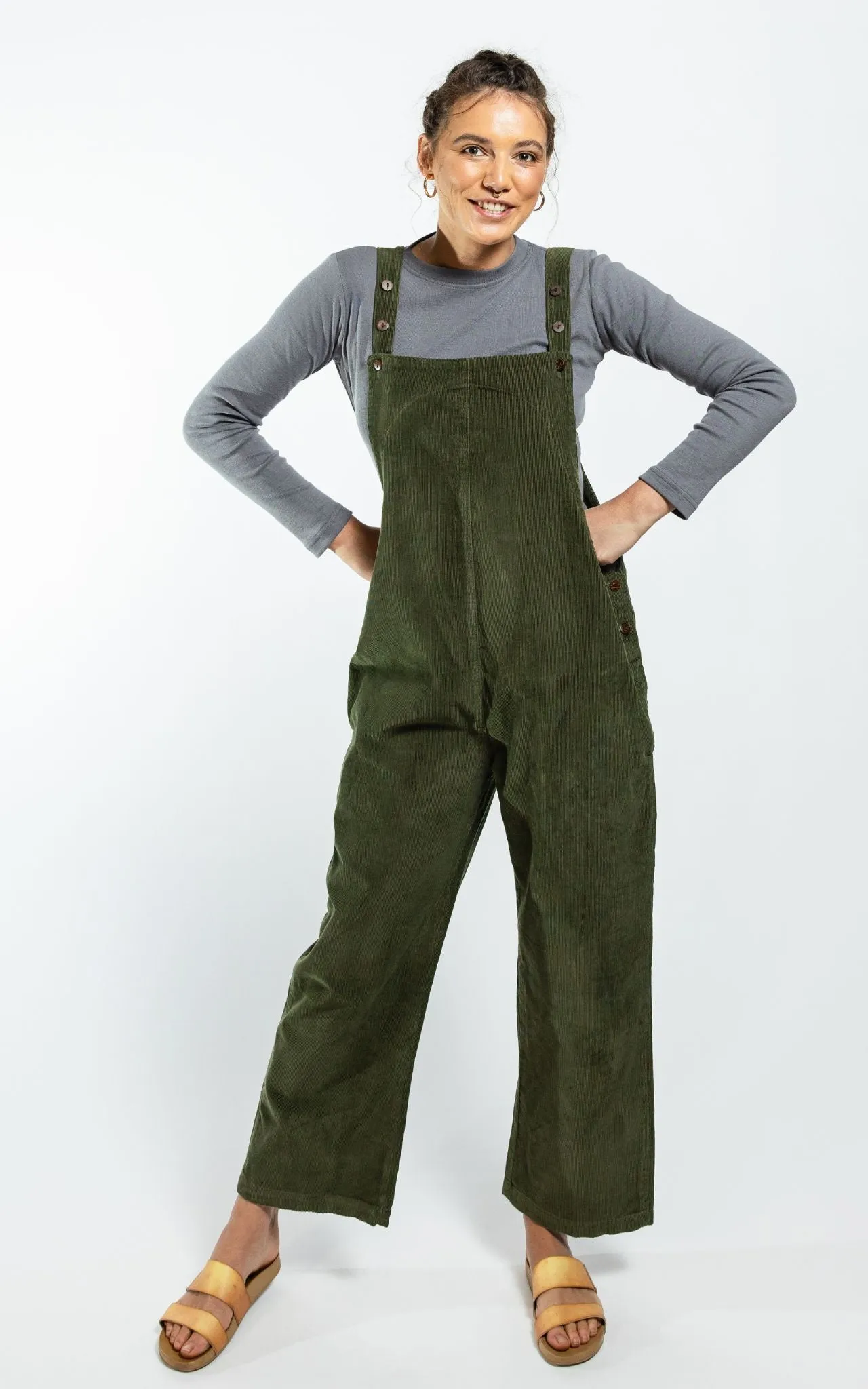 Corduroy Overalls - Khaki