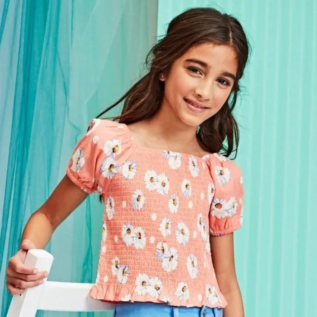 Daisy Puff Sleeve Smock Top