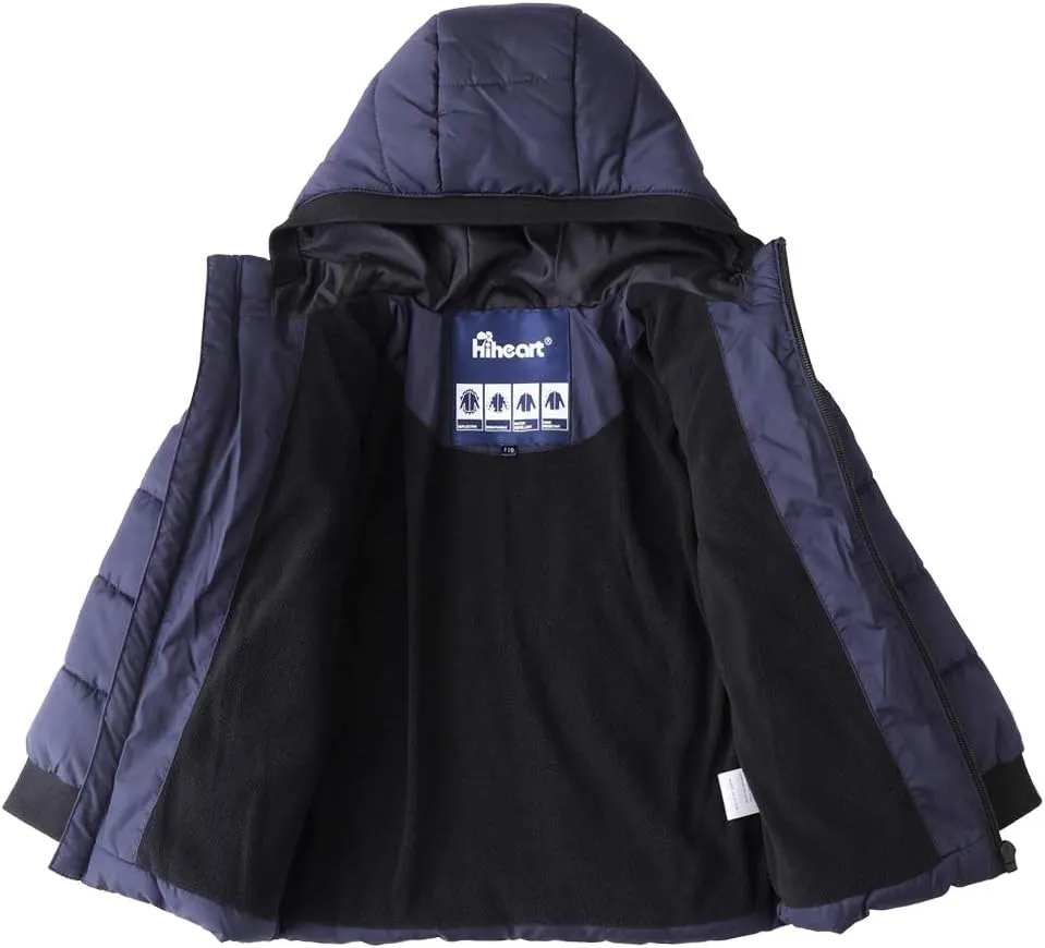 Hiheart Boys Girls Thick Padded Winter Coat Warm Hooded Jacket