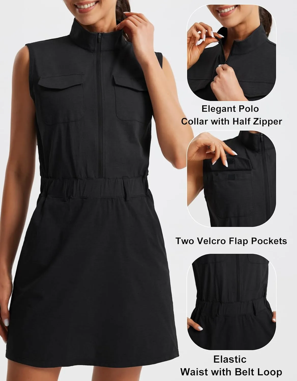 Libin Tennis Golf Dress for Women with Built-in Separate Shorts Athletic Active Exercise Sports Dresses Summer Outfits