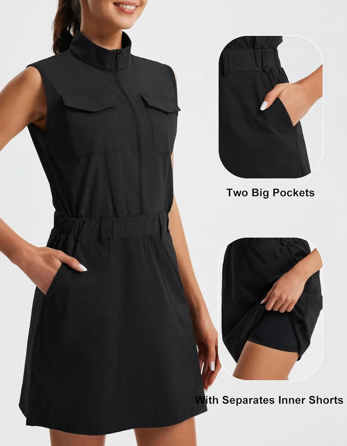 Libin Tennis Golf Dress for Women with Built-in Separate Shorts Athletic Active Exercise Sports Dresses Summer Outfits