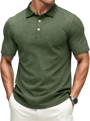 MAGCOMSEN Men's Short-Sleeve Polo,Golf Shirts for Men 3-Button Moisture Wicking,Athletic Outdoor Collared T-Shirt