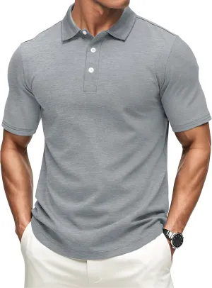 MAGCOMSEN Men's Short-Sleeve Polo,Golf Shirts for Men 3-Button Moisture Wicking,Athletic Outdoor Collared T-Shirt