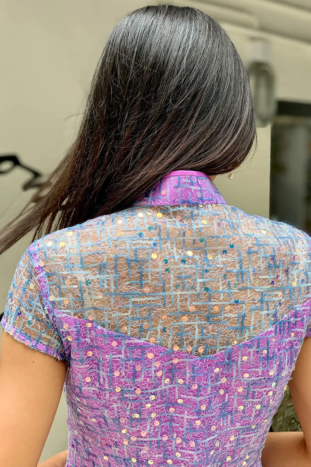 MARTHA Sequins Long Cheongsam (Blue/ Purple )