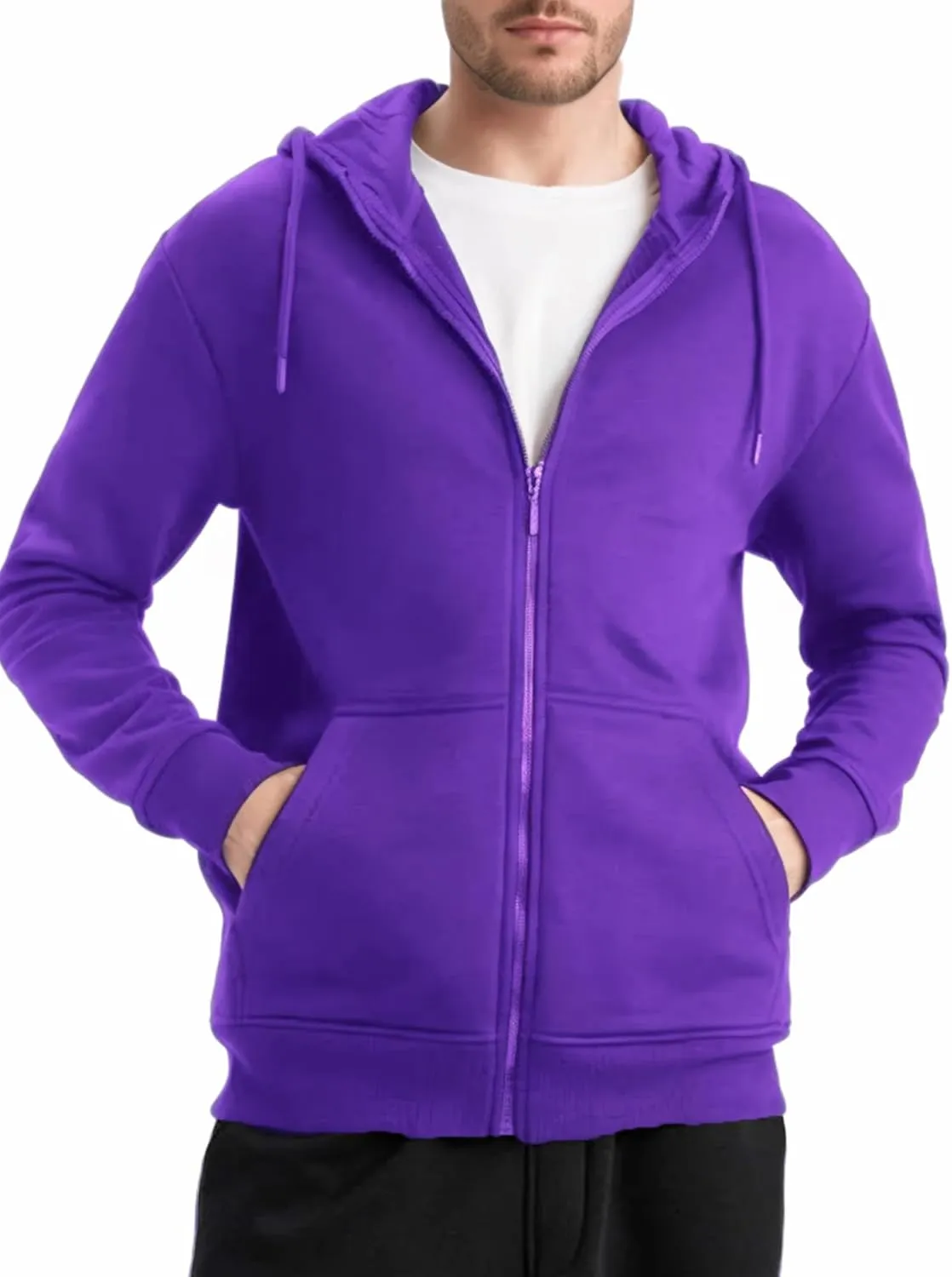 Men's Full Zip Hoodie Fleece Long Sleeve Hooded Sweatshirt Pullover Men Lightweight Athletic Hoodies