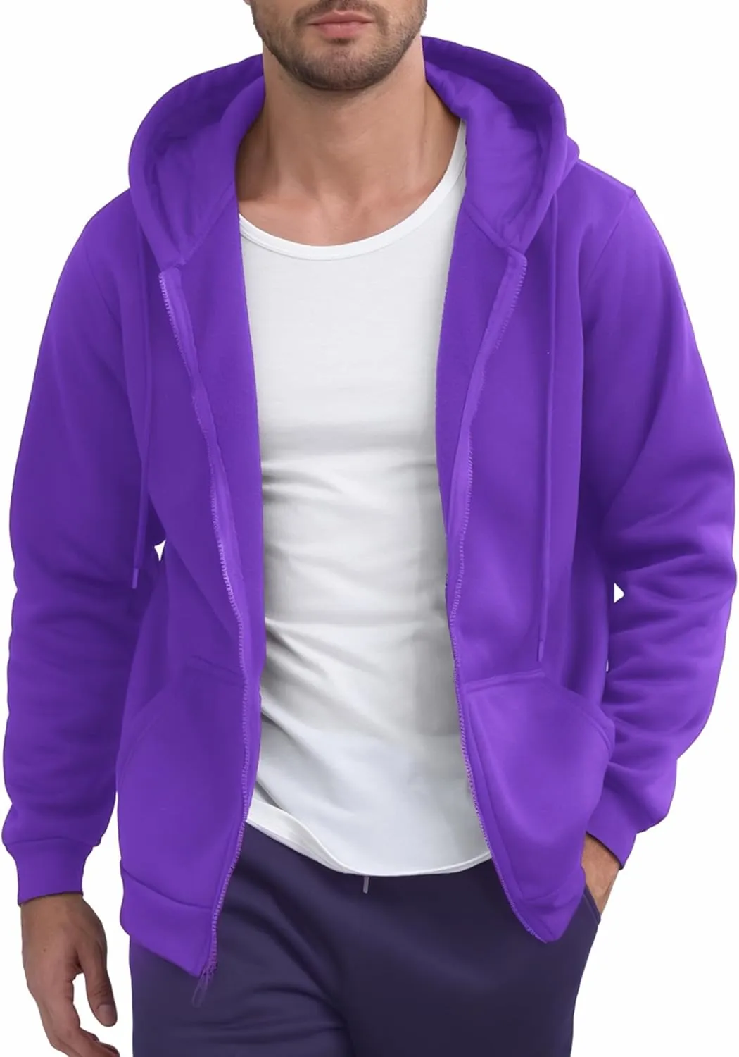 Men's Full Zip Hoodie Fleece Long Sleeve Hooded Sweatshirt Pullover Men Lightweight Athletic Hoodies