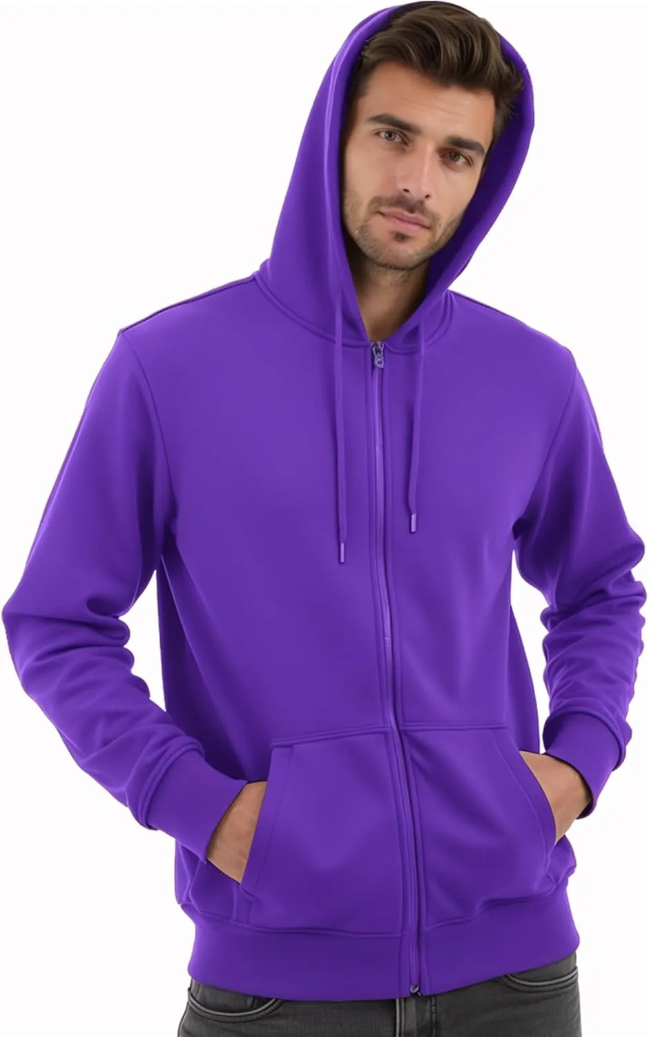 Men's Full Zip Hoodie Fleece Long Sleeve Hooded Sweatshirt Pullover Men Lightweight Athletic Hoodies