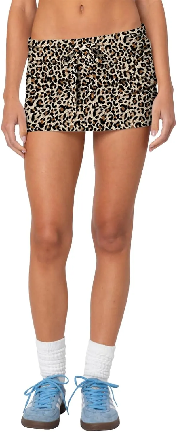 Mini Skorts for Women - Sexy Drawstring Mid Waist Side Split Y2K Bodycon Pencil Mini Skirt with Shorts