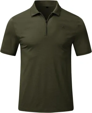 MoFiz Men's Zipper Polo Golf Shirts Casual Dry Fit Short Sleeve Polo T Shirt Sports Outdoor Hiking Shirt for Men