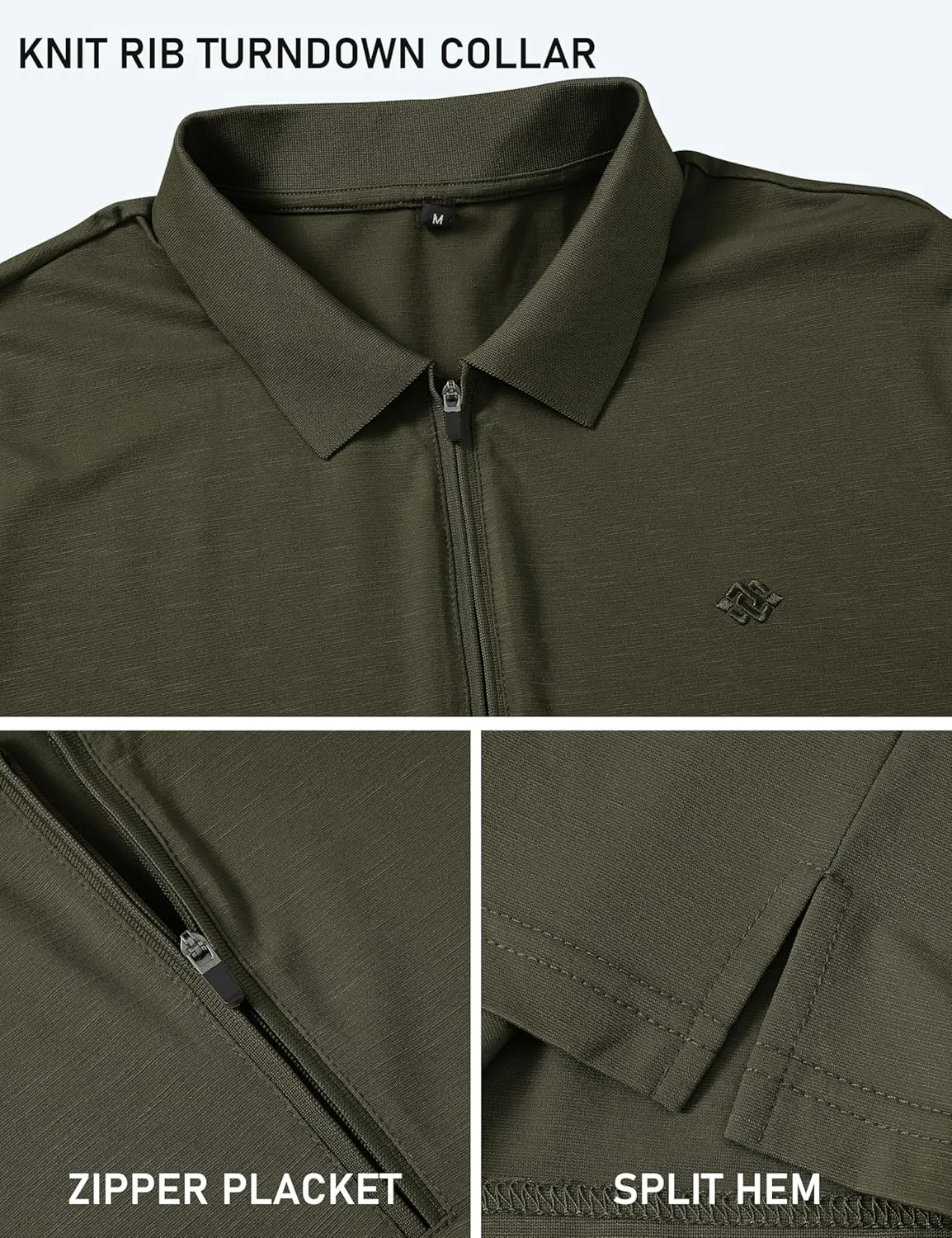 MoFiz Men's Zipper Polo Golf Shirts Casual Dry Fit Short Sleeve Polo T Shirt Sports Outdoor Hiking Shirt for Men
