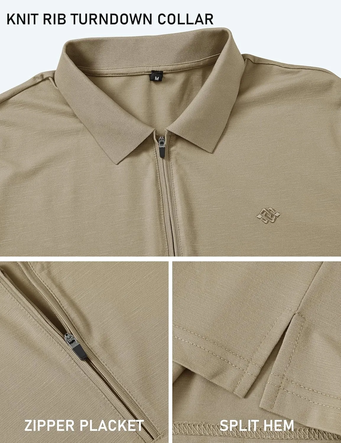 MoFiz Men's Zipper Polo Golf Shirts Casual Dry Fit Short Sleeve Polo T Shirt Sports Outdoor Hiking Shirt for Men