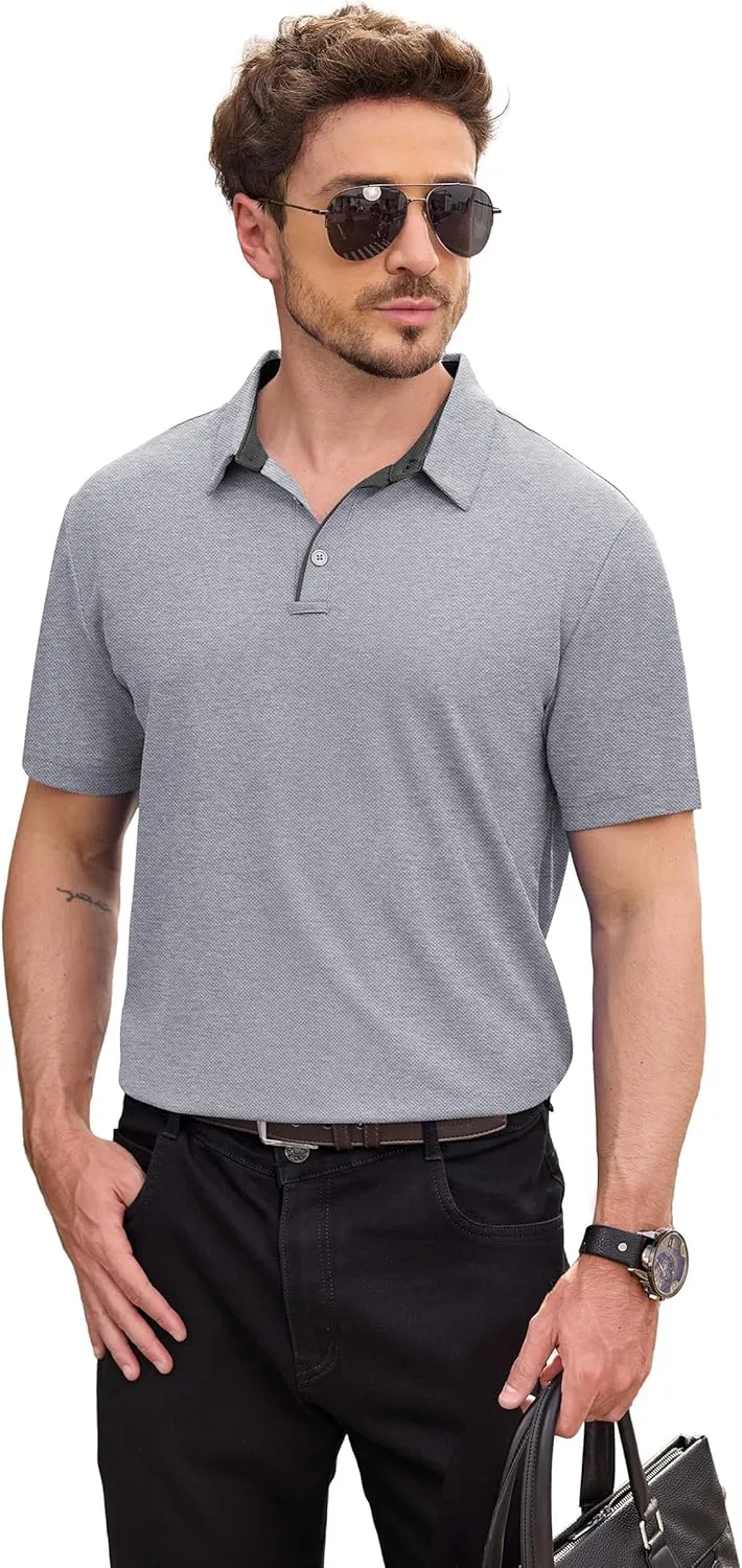 NIASHOT Mens Polo Shirt Short Sleeve Golf Sports Casual Tee