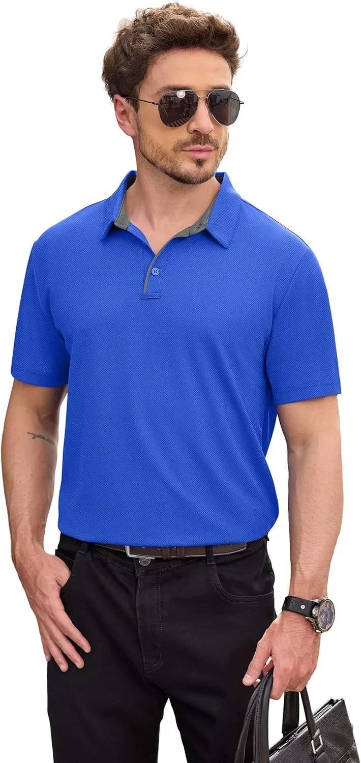 NIASHOT Mens Polo Shirt Short Sleeve Golf Sports Casual Tee