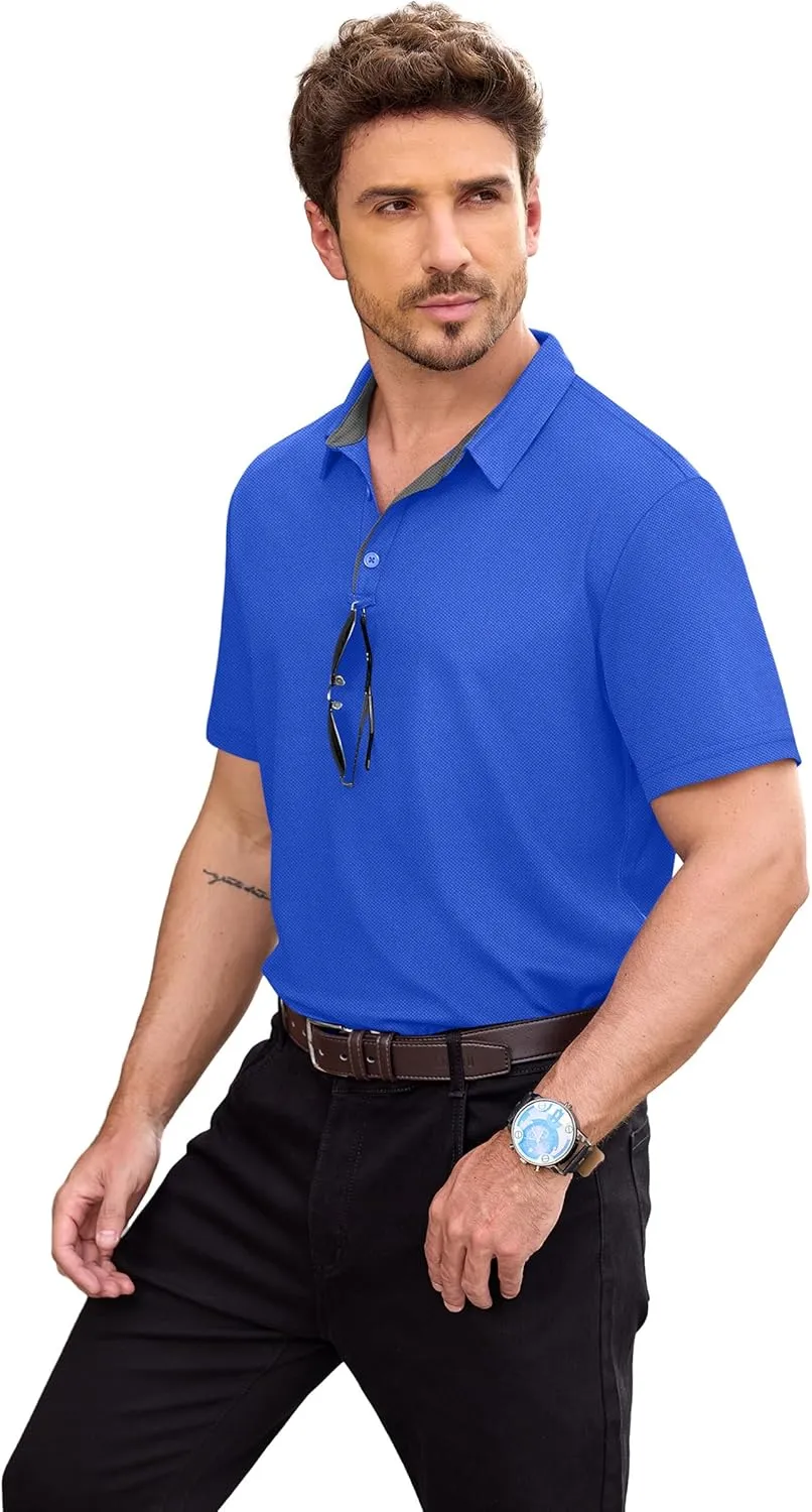 NIASHOT Mens Polo Shirt Short Sleeve Golf Sports Casual Tee