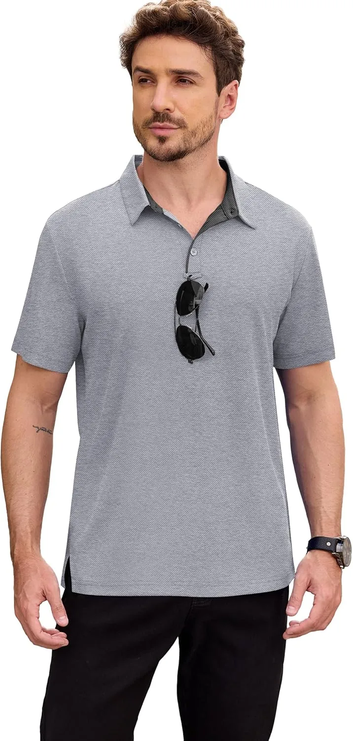 NIASHOT Mens Polo Shirt Short Sleeve Golf Sports Casual Tee