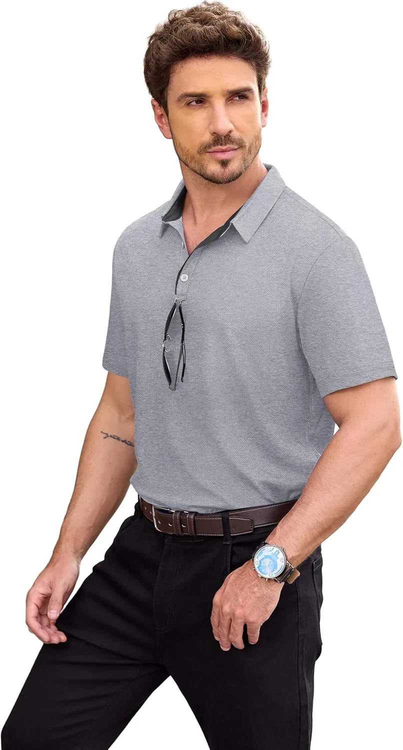 NIASHOT Mens Polo Shirt Short Sleeve Golf Sports Casual Tee