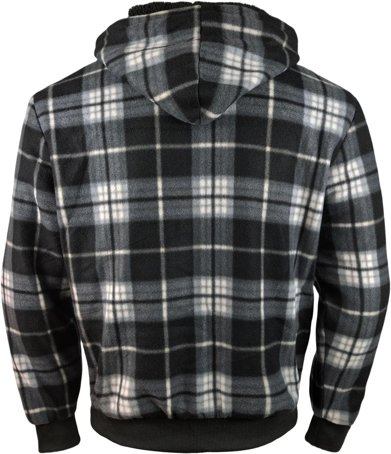 Plaid Flannel Hoodie for Men Sherpa Lined Jacket Fleece Full Zip Up Coat Winter Warm Thermal Sweatshirts Long Sleeve