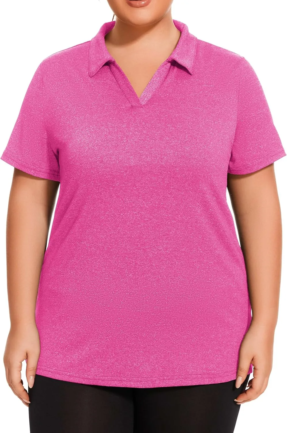 Plus Size Polo Shirts for Women Short Sleeve Golf Shirts V Neck Loose Fit Tennis Shirts Quick-Drying Workout Tops
