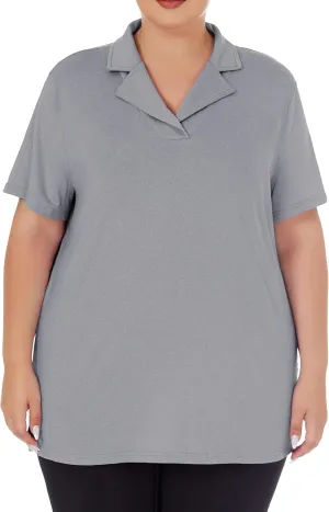 Plus Size Polo Shirts for Women Short Sleeve Golf Shirts V Neck Loose Fit Tennis Shirts Quick-Drying Workout Tops