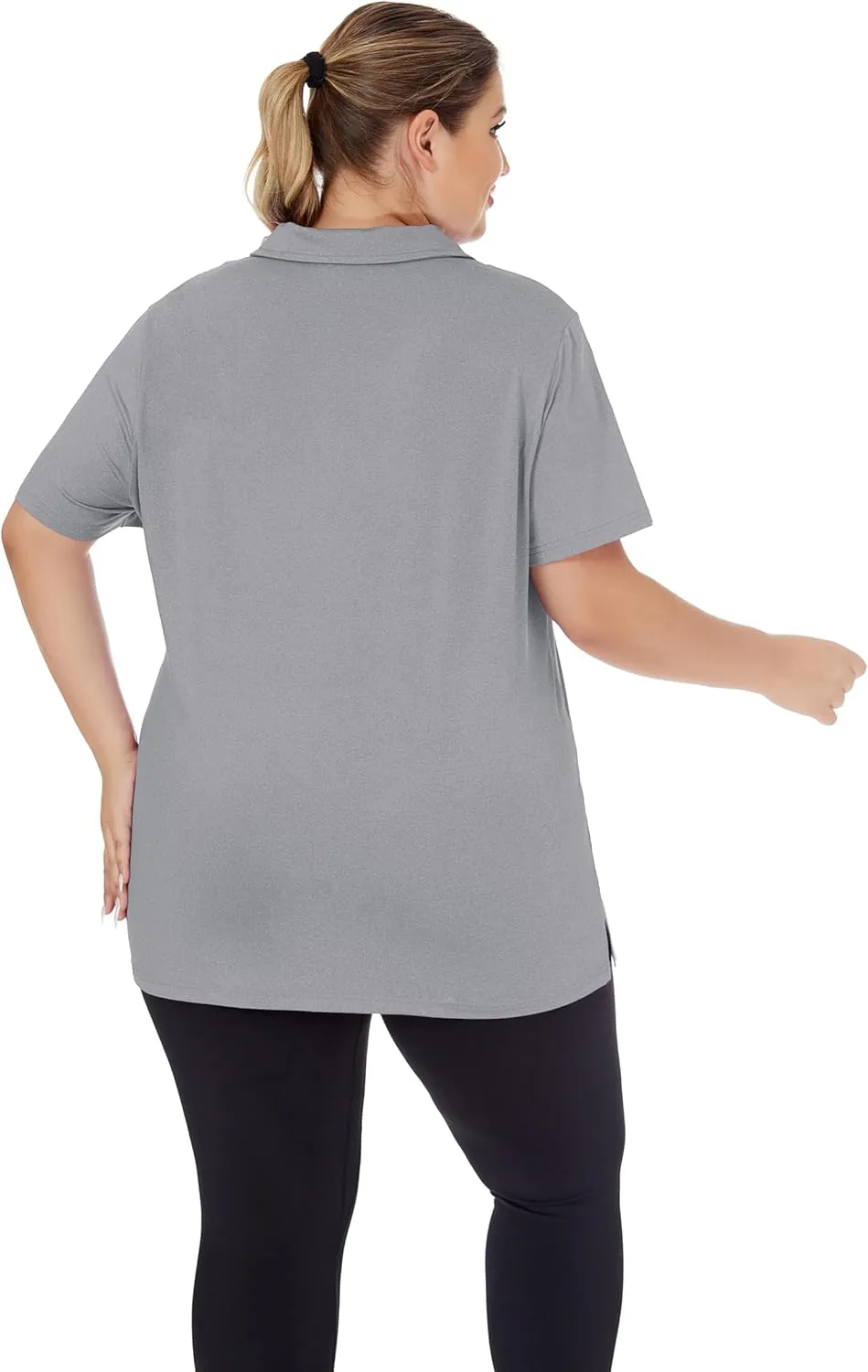 Plus Size Polo Shirts for Women Short Sleeve Golf Shirts V Neck Loose Fit Tennis Shirts Quick-Drying Workout Tops