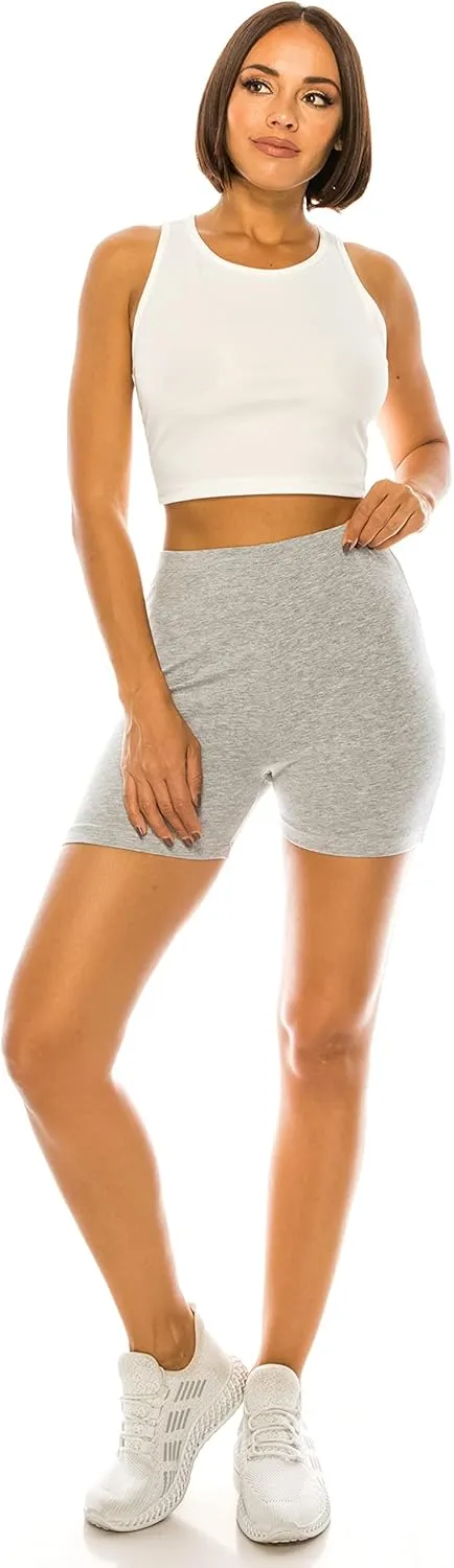 RENESEILLE Women's Active Biker Shorts  High Waist 3 Inseam Athletic Workout Gym Sports Yoga Running Bike Pants