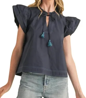 Women Floral Ruffle Short Sleeve Tops Flare Shoulder Boho Babydoll T Shirts Casual Flutter Sleeves Summer Blouse