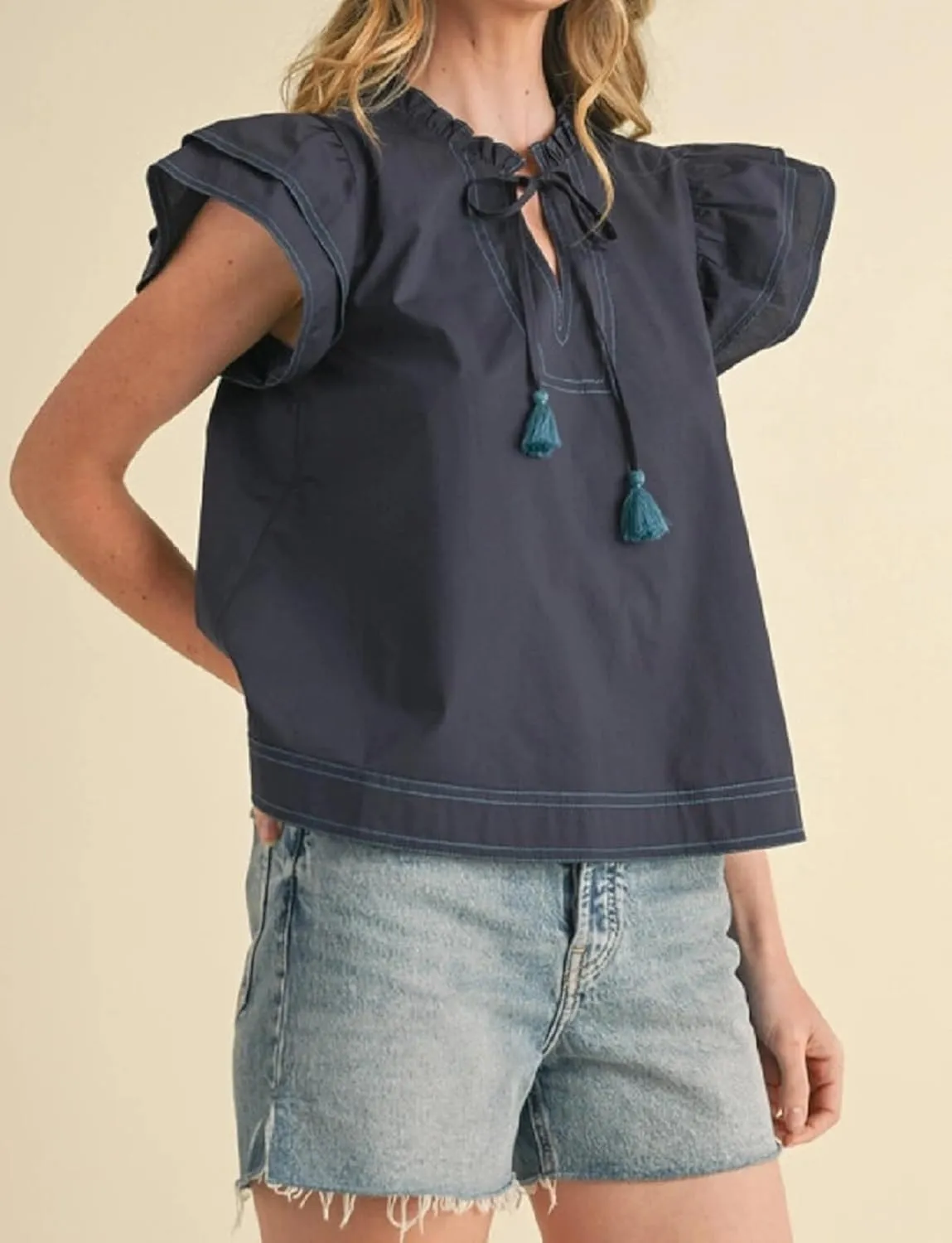 Women Floral Ruffle Short Sleeve Tops Flare Shoulder Boho Babydoll T Shirts Casual Flutter Sleeves Summer Blouse