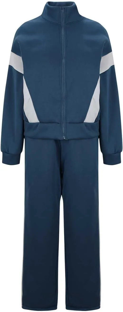Womens Color Block Tracksuit 2 Pieces Outfits Long Sleeve Zipper Jacket and Pants Sportswear Sweatsuits with Pocket