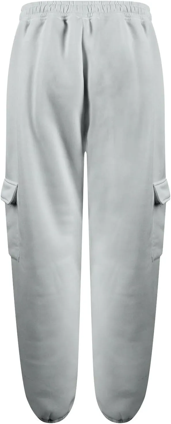 Women's Fleece Cargo Sweatpants Y2k Comfy Casual Baggy Sweat Pants Warm High Waist Workout Jogger Pants with Pockets