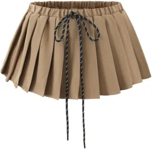 Women's Summer Stretch Pleated Skirt, High Waist Mini A-Line Skirt